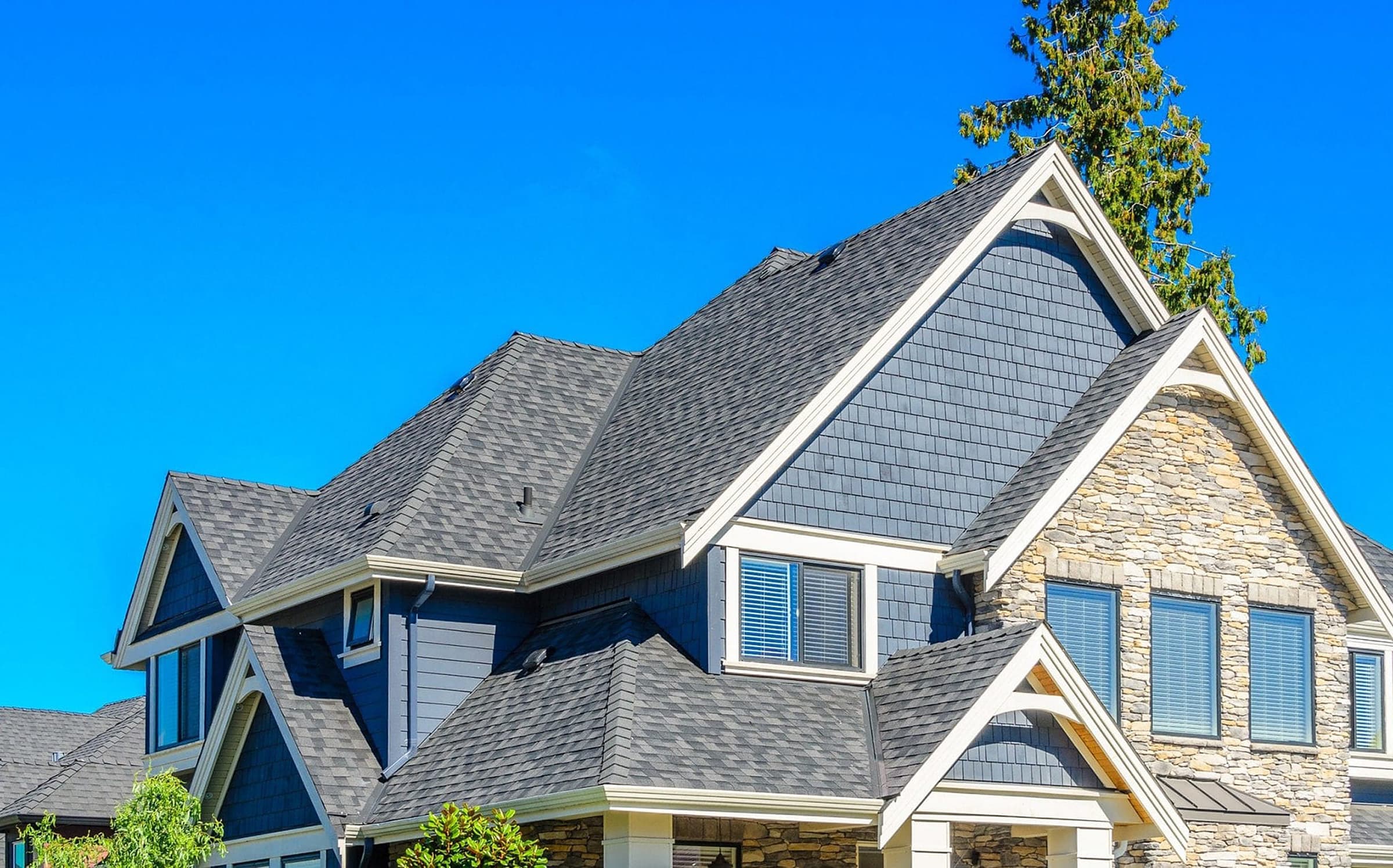 Finished residential roof on a modern home